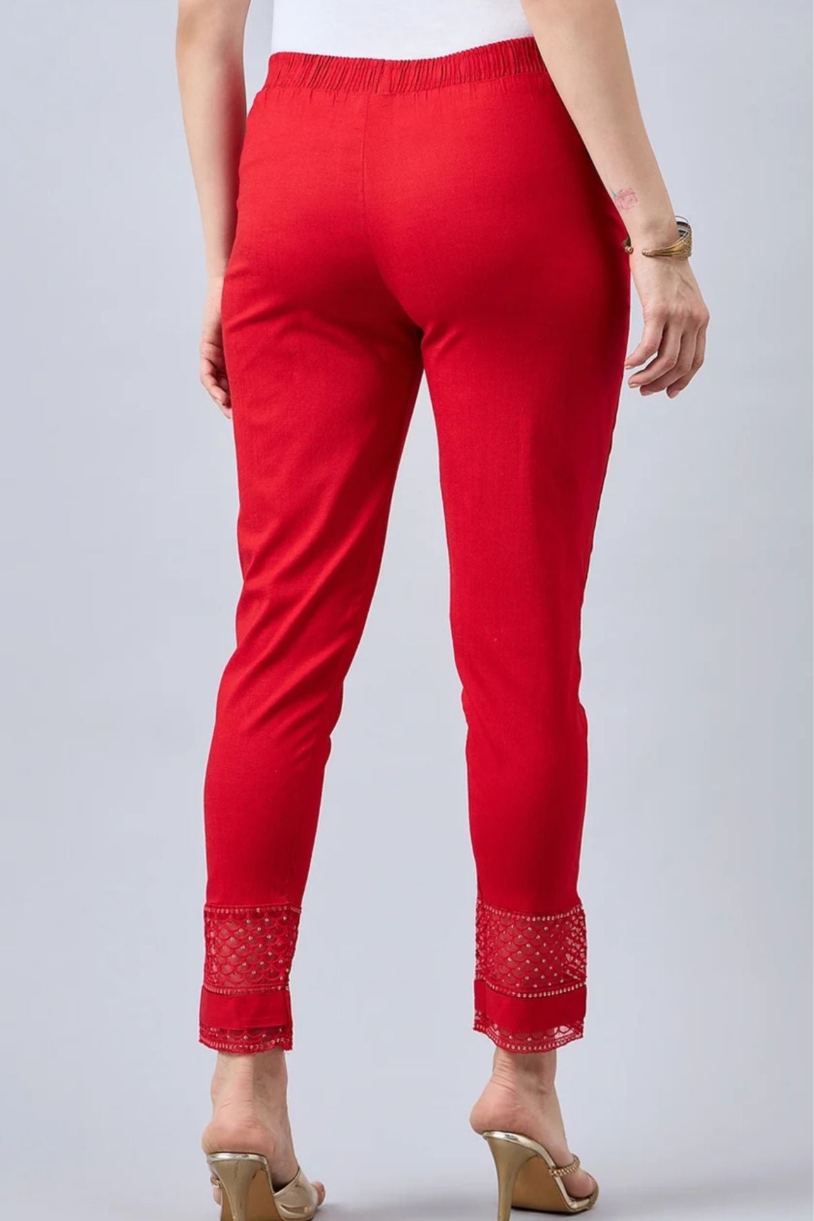 Red Sequin Lace Pants