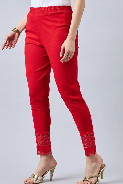 Red Sequin Lace Pants