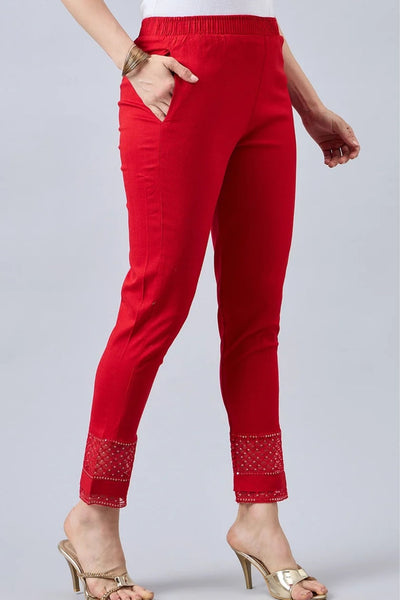 Red Sequin Lace Pants