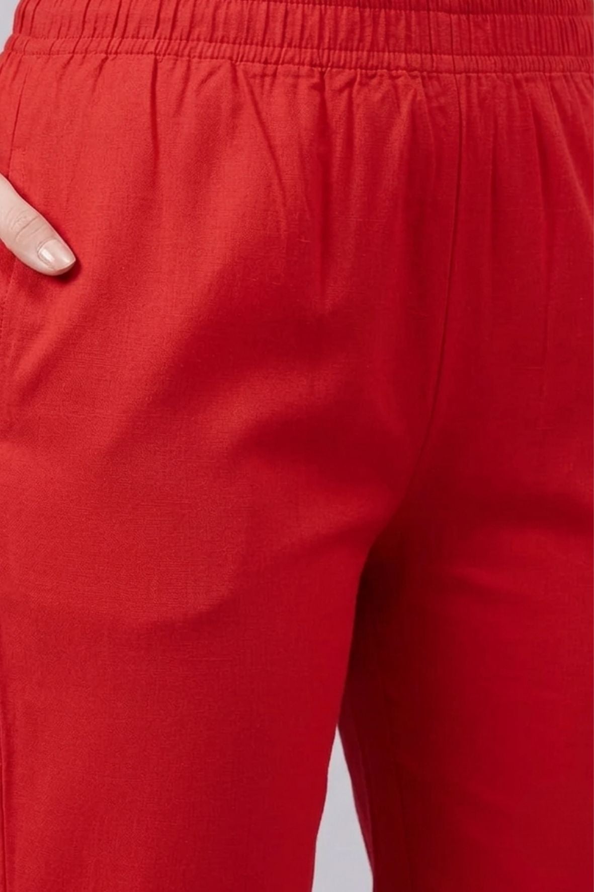 Red Regular Fit Potli Pants