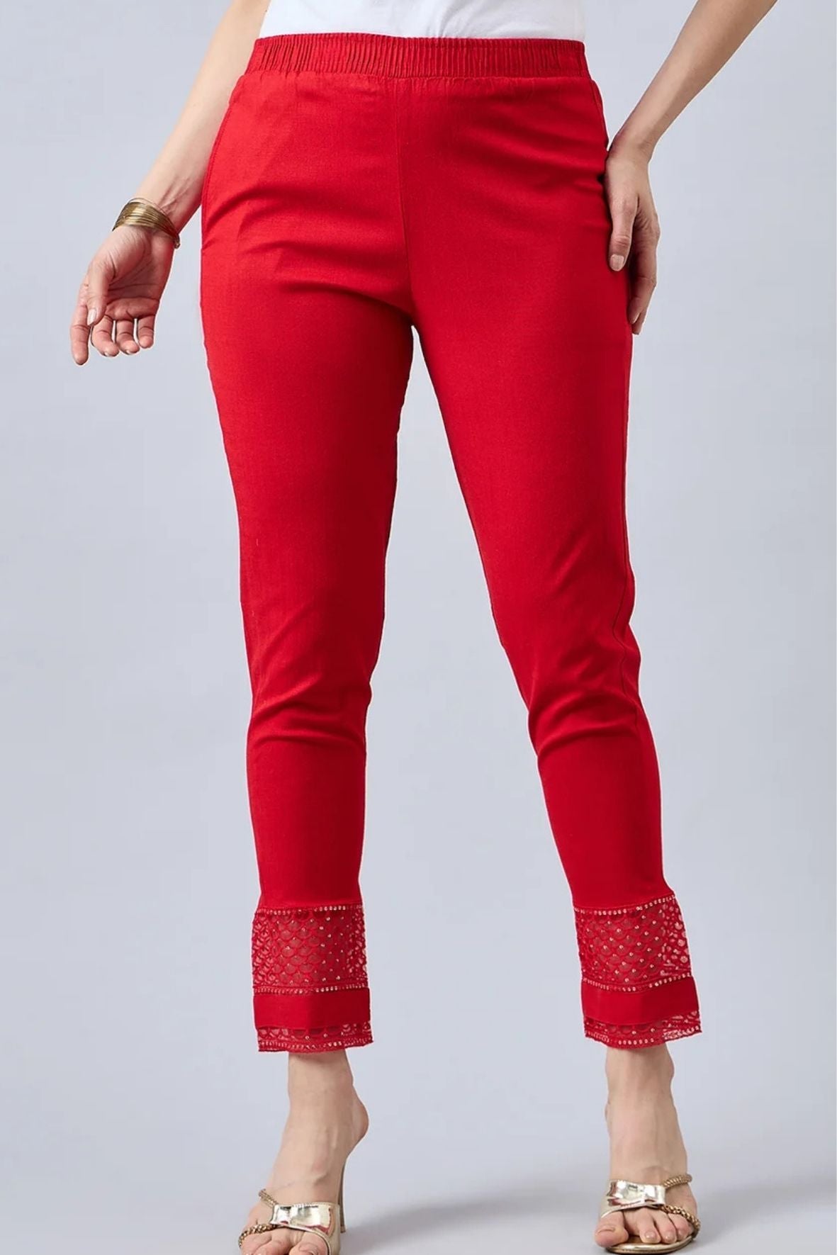 Red Sequin Lace Pants
