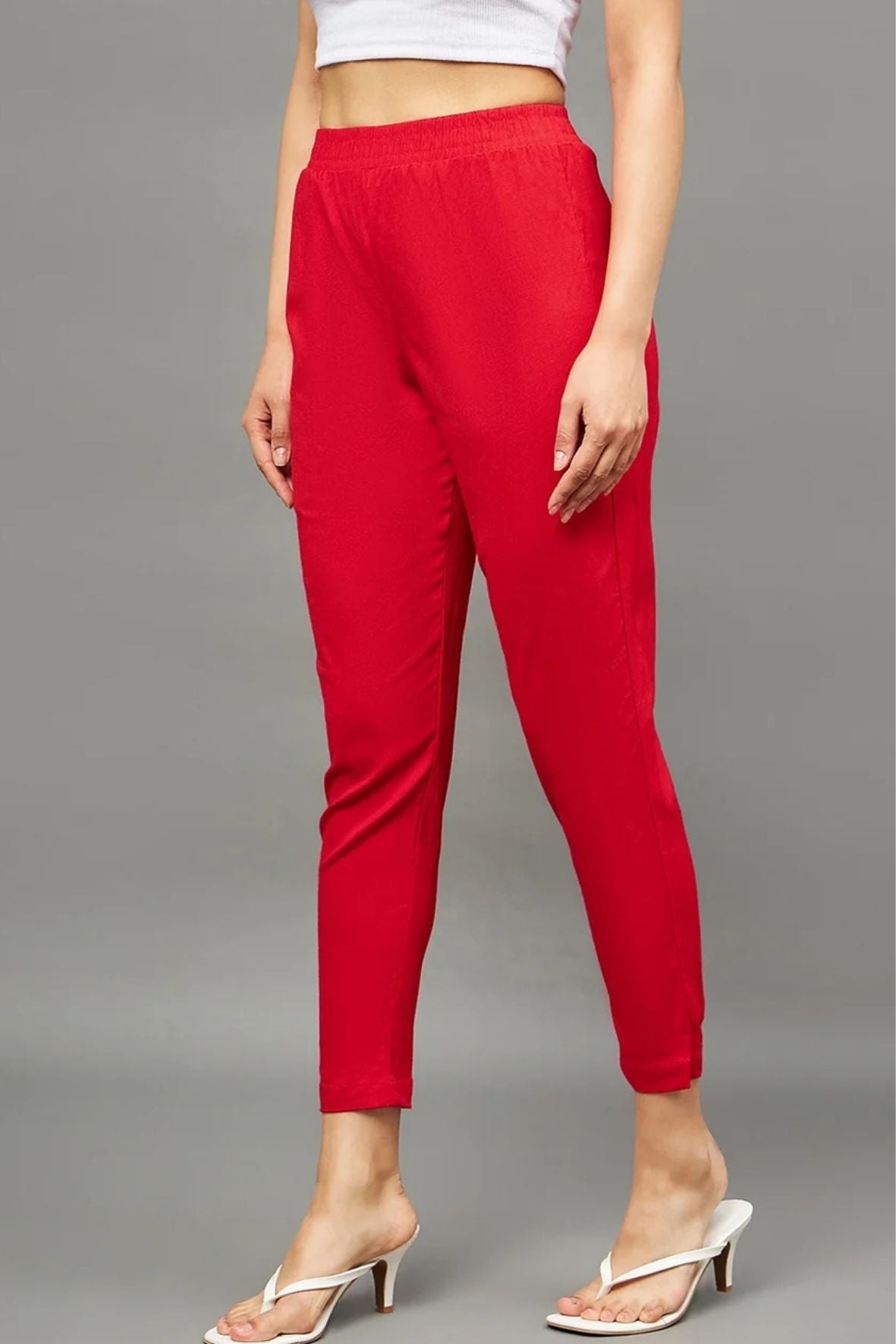 Red Colour Straight Pant