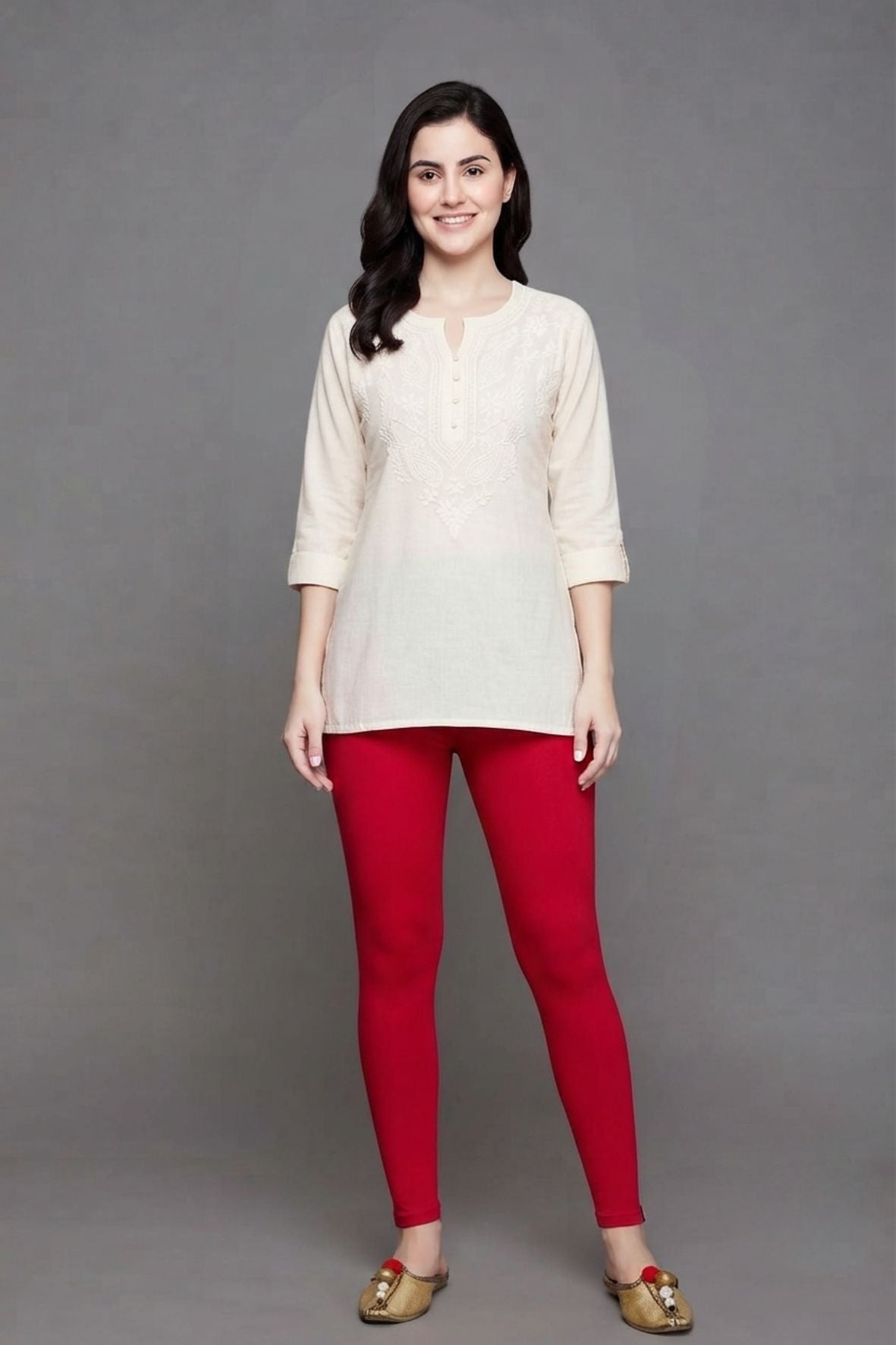 Red Viscose Ankle Legging