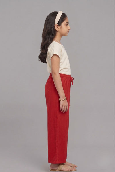 Kids Red Rayon Palazzo