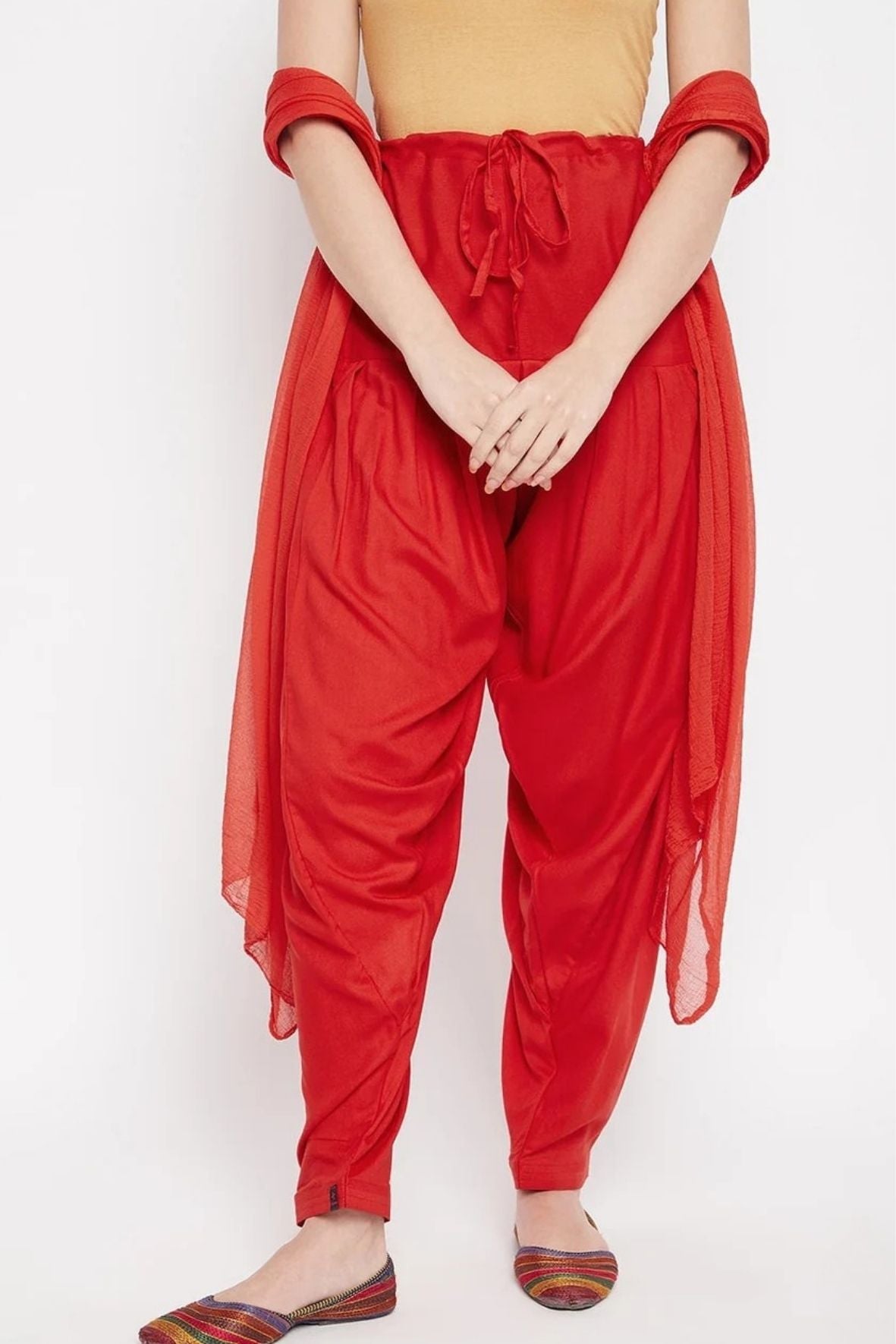 Red Rayon Plain Patiala(No Duppatta)