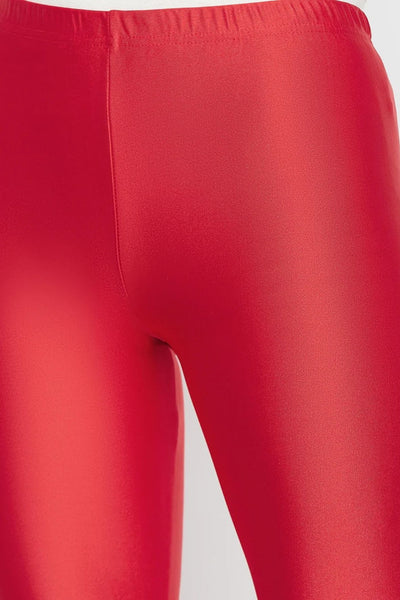 Red Metallic Leggings - Ankle Length