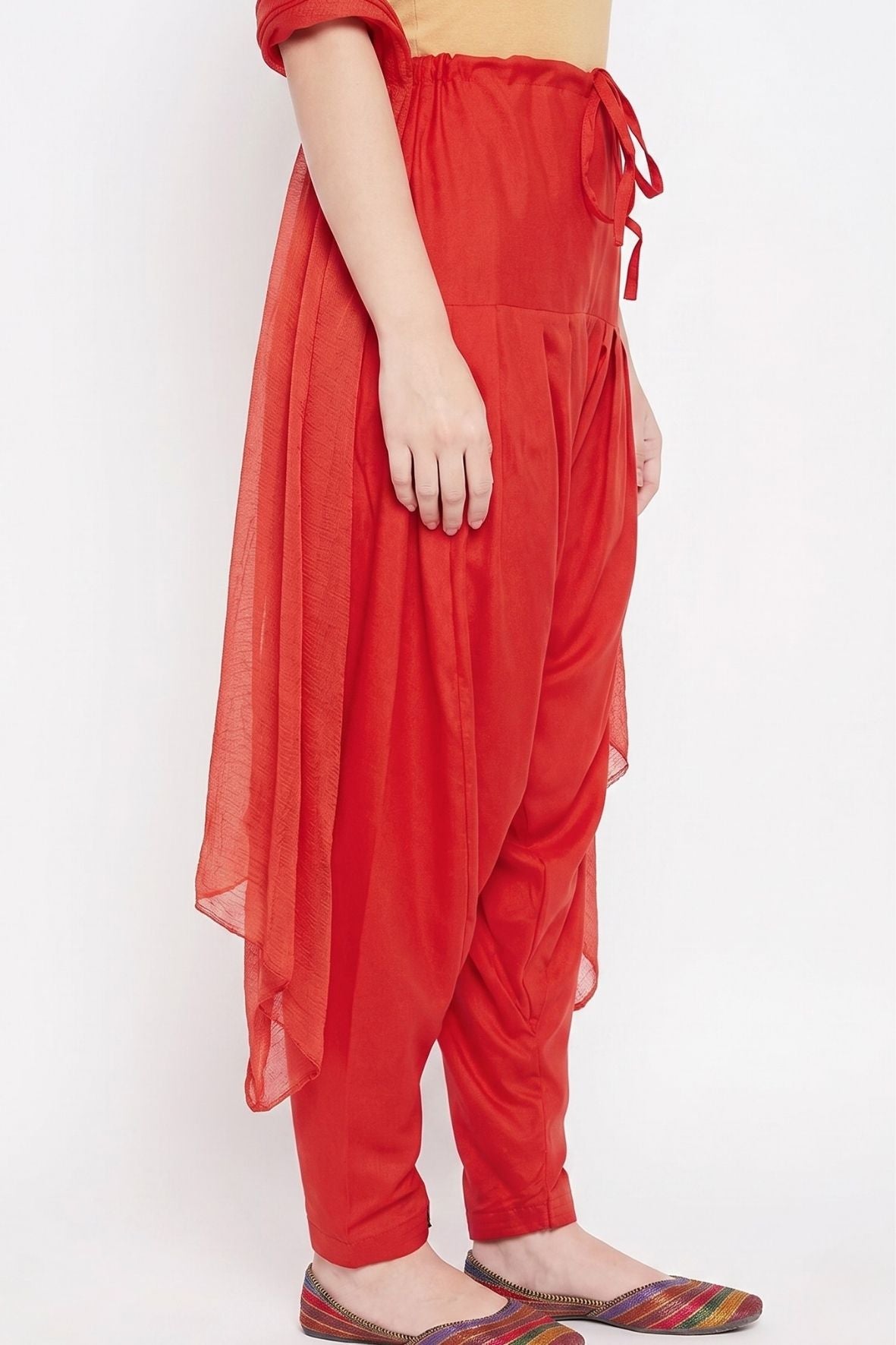Red Rayon Plain Patiala(No Duppatta)