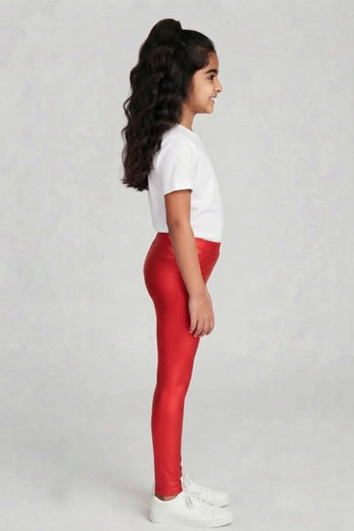Red Metallic Leggings