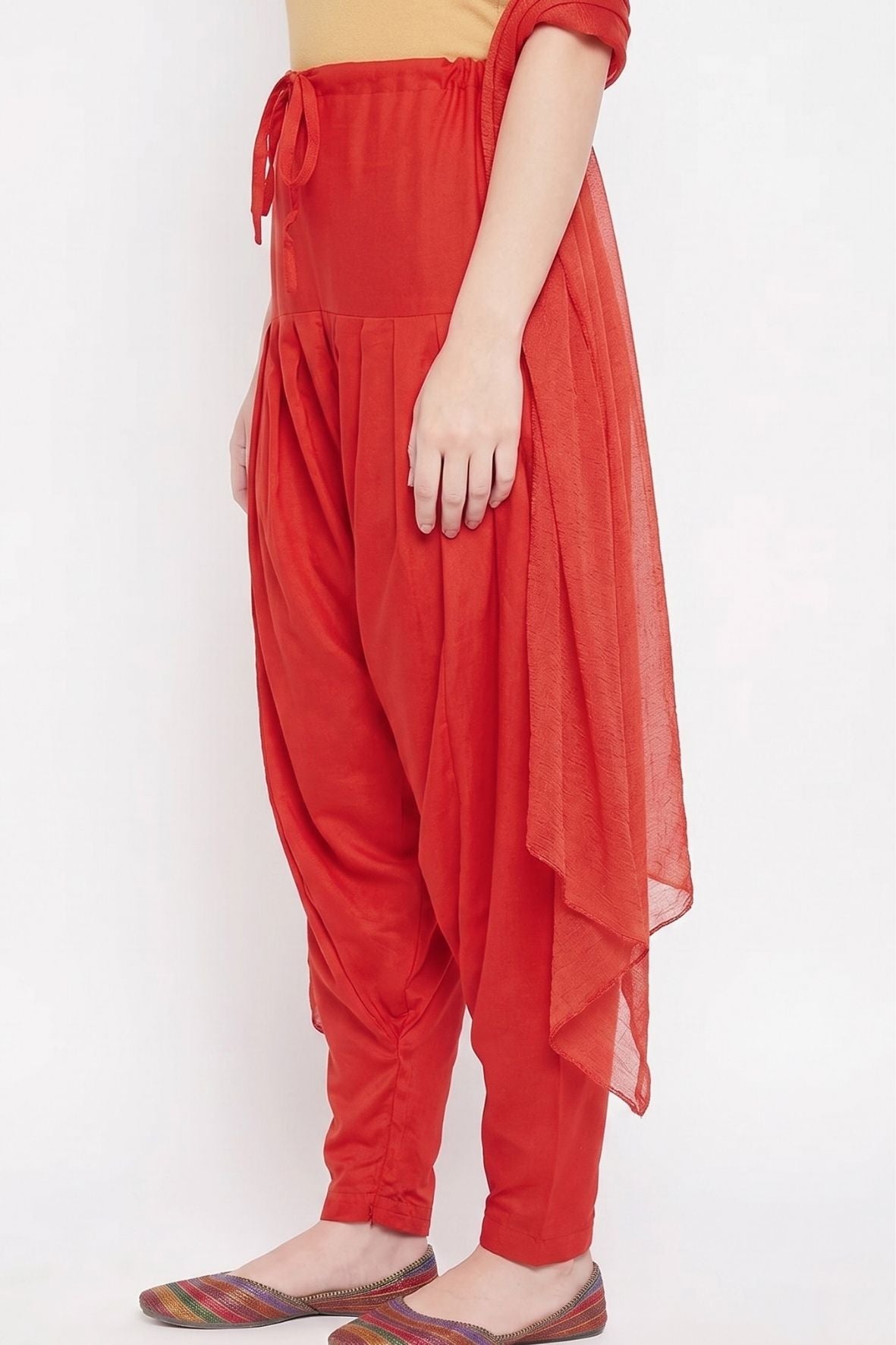 Red Rayon Plain Patiala(No Duppatta)