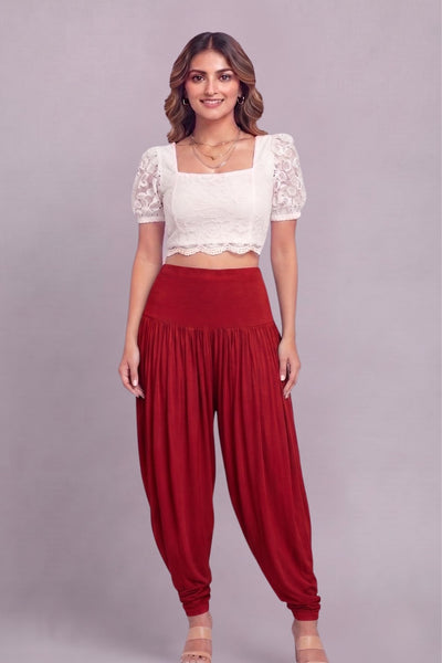 Red Viscose Plain Dhoti