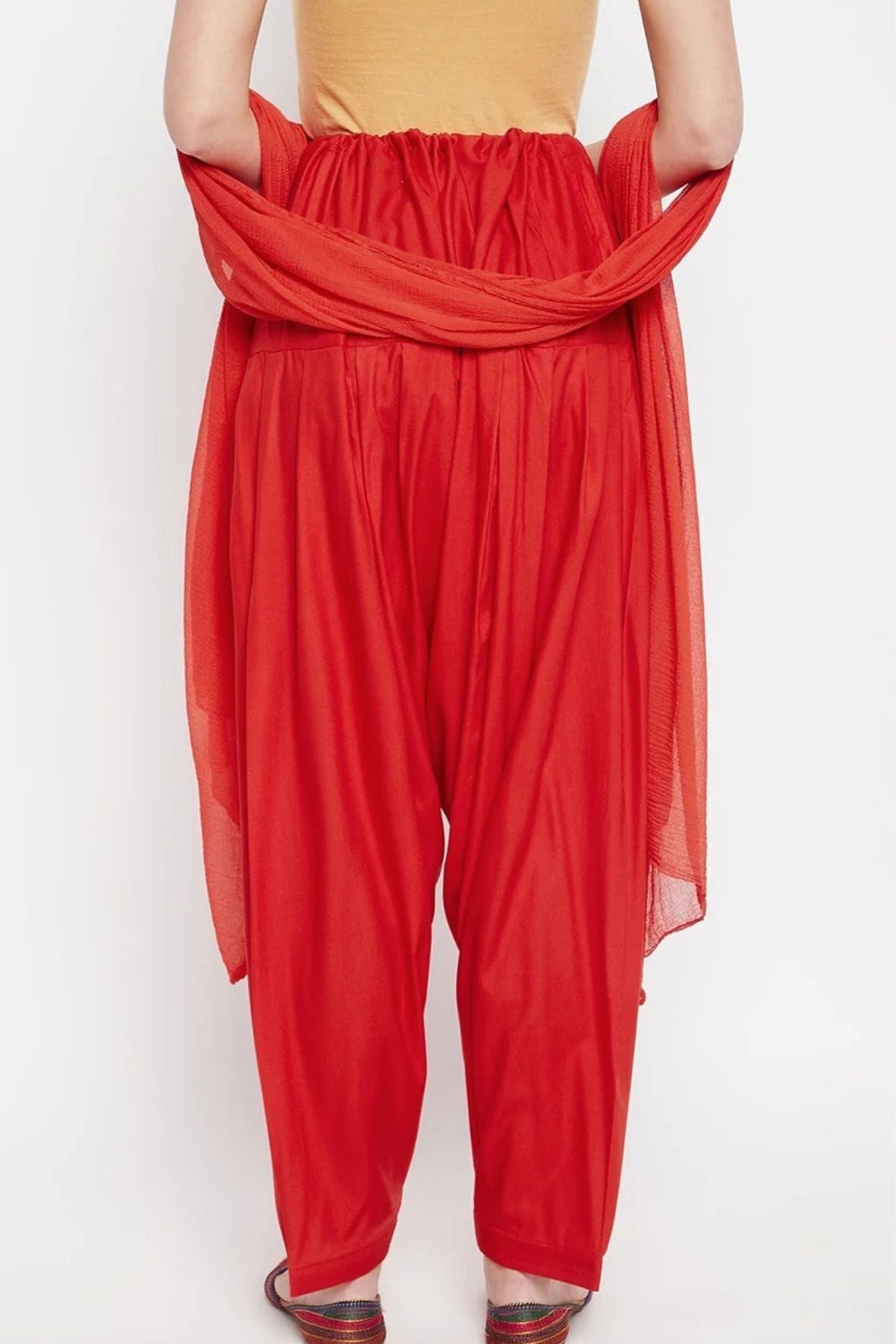 Red Rayon Plain Patiala(No Duppatta)