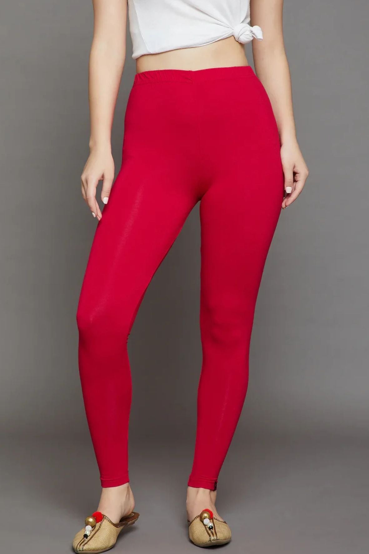 Red Viscose Ankle Legging