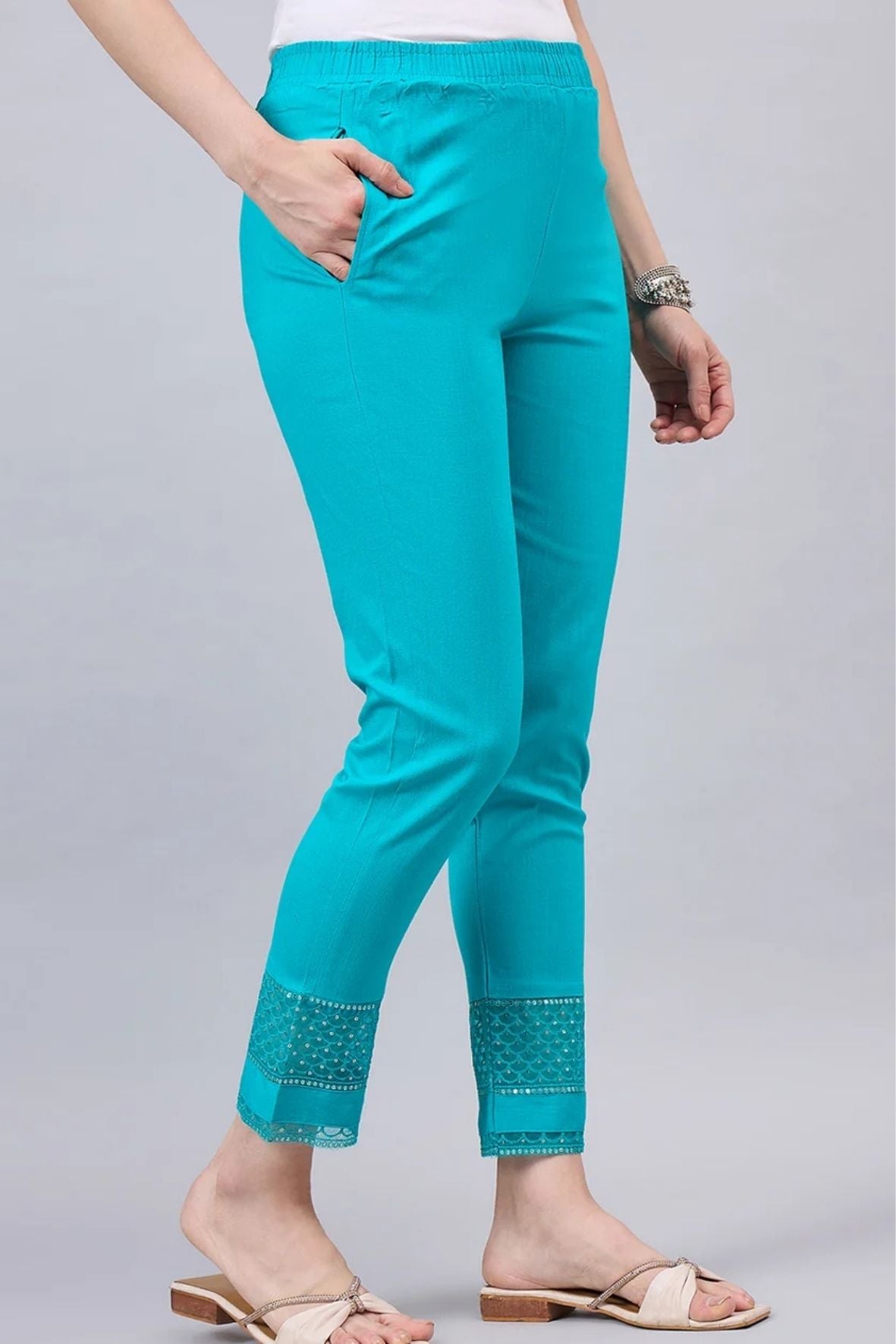 Rama Green Sequin Lace Pants