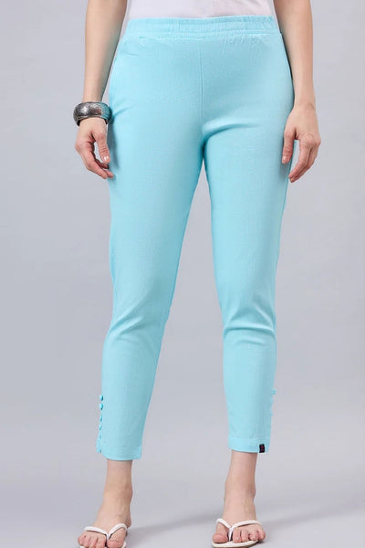 Sky Blue Regular Fit Potli Pants
