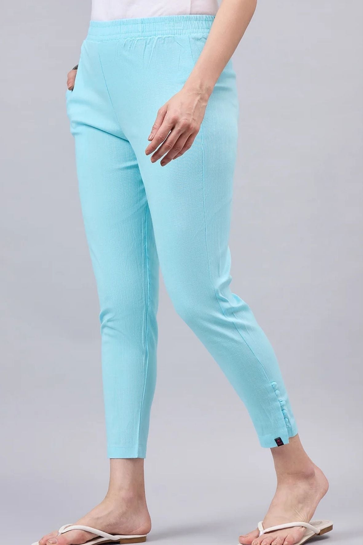 Sky Blue Regular Fit Potli Pants