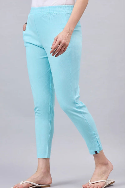 Sky Blue Regular Fit Potli Pants