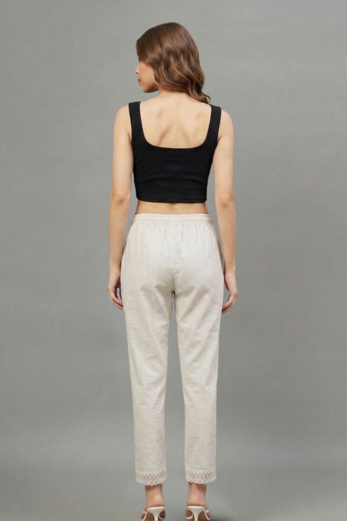 Ivory  Scallop Cotton Flex Lace Pants