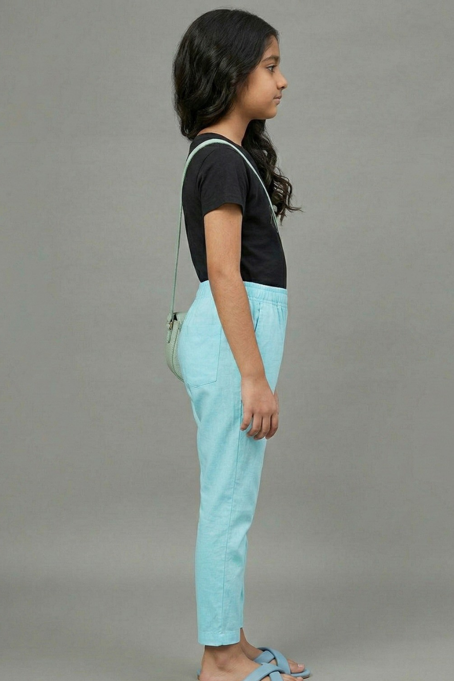 Girls Skyblue Colour Straight Pant