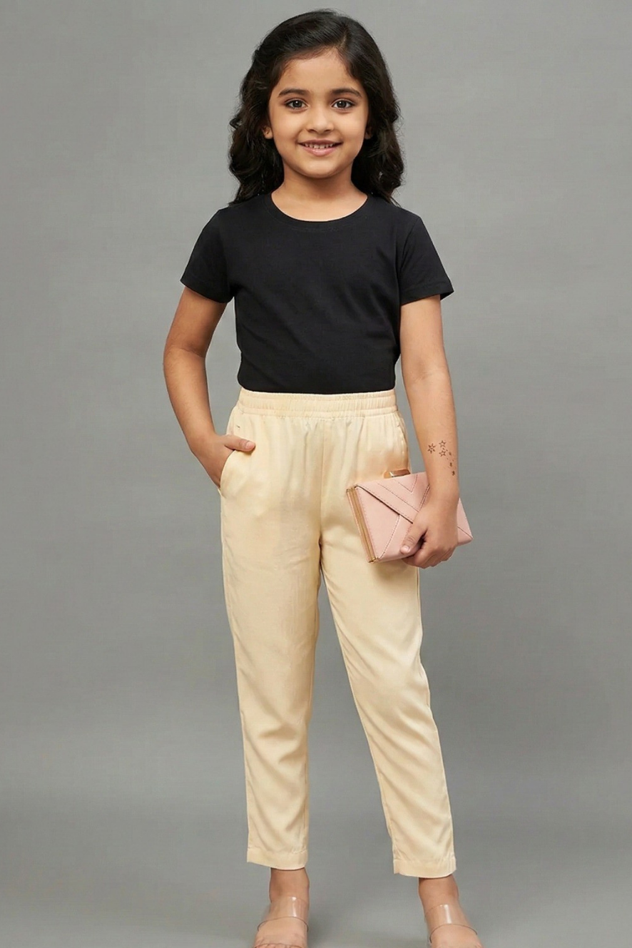 Girls Skin Colour Straight Pant