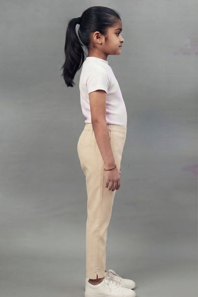 Girls Skin Colour Straight Pant