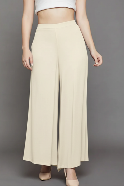 Cream Plain Viscose Palazzo