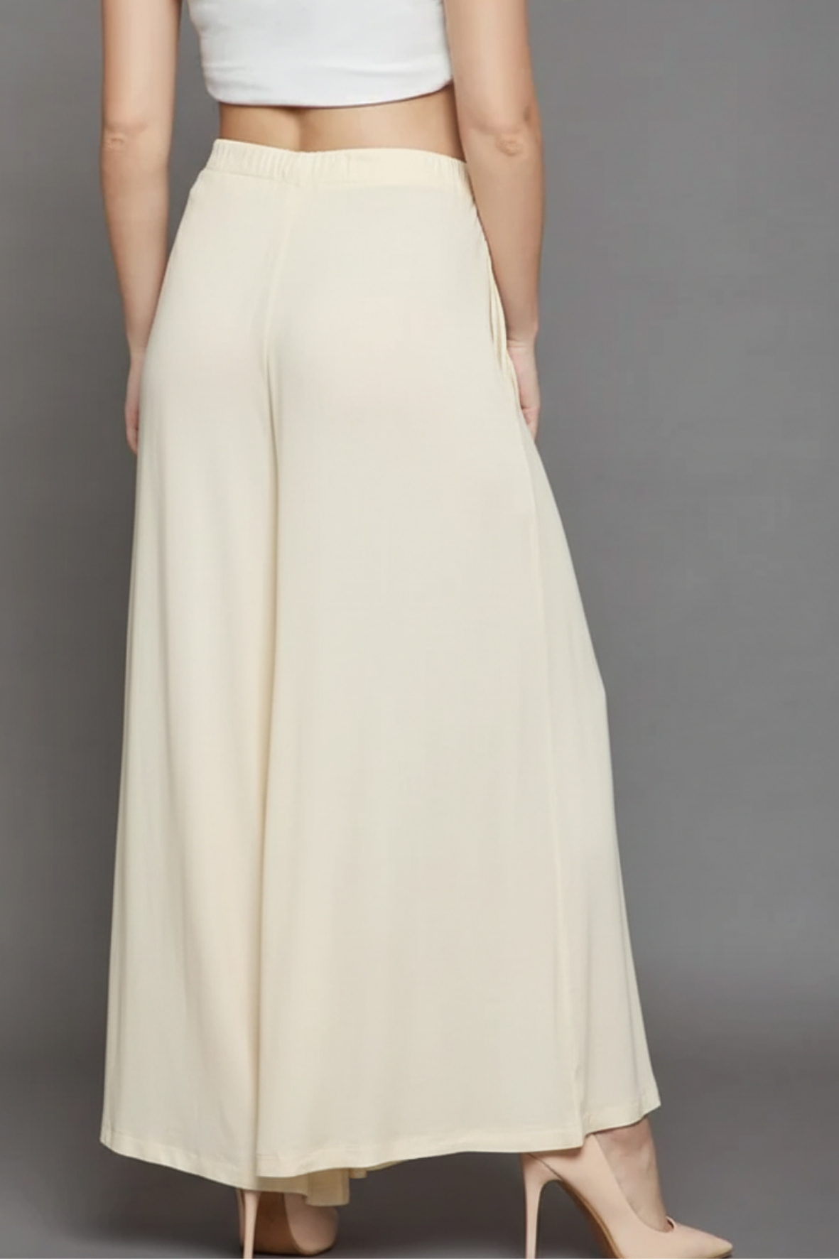 Cream Plain Viscose Palazzo