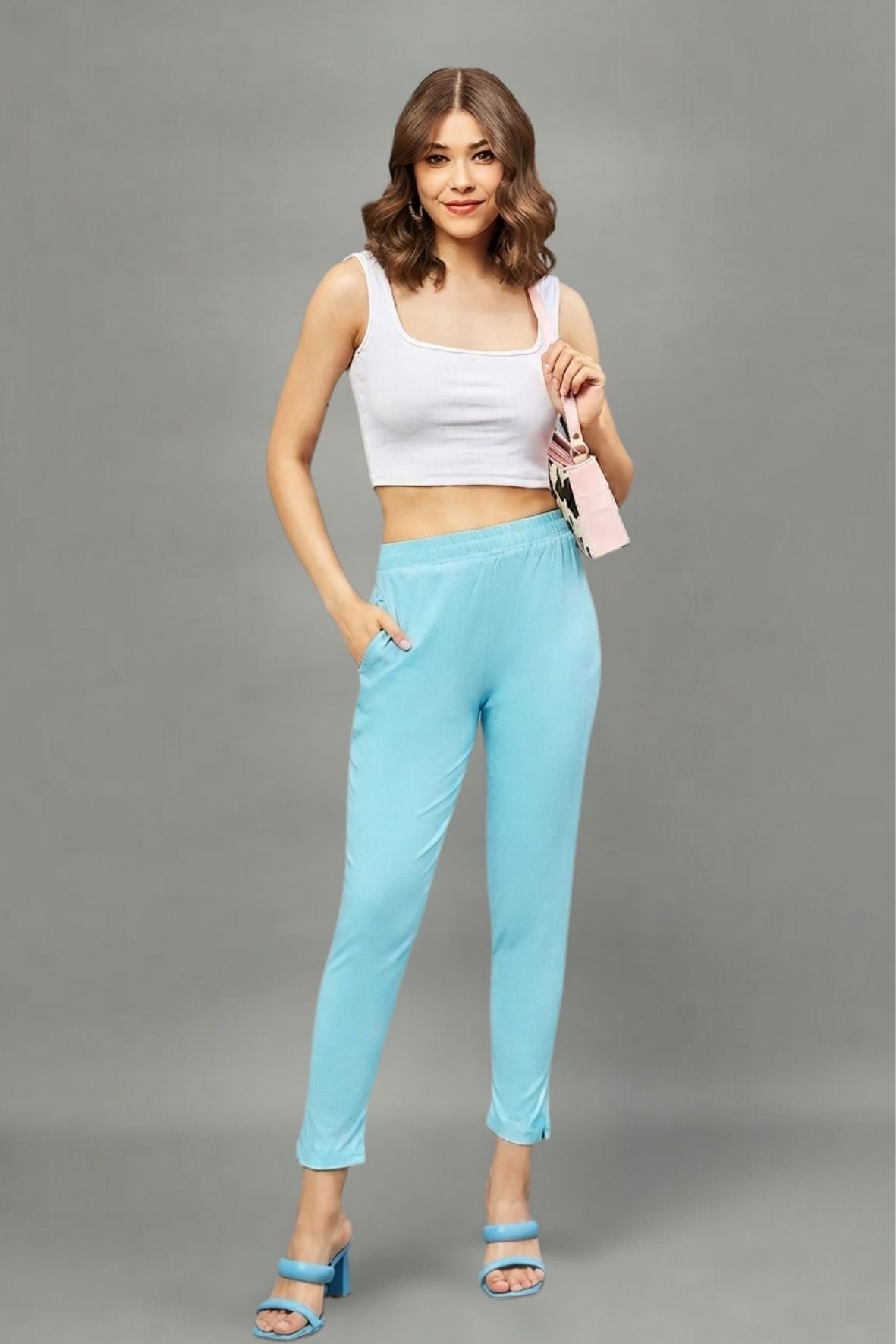 Sky Blue Colour Straight Pant