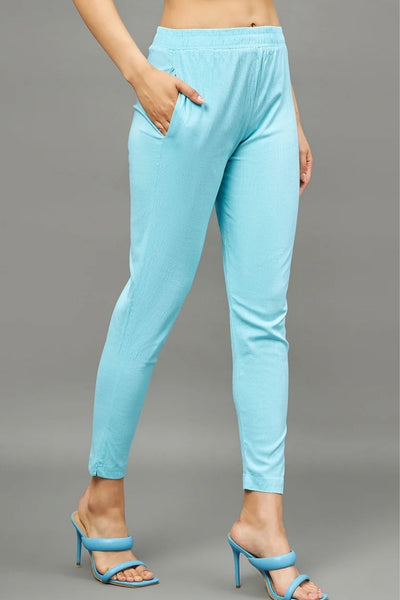 Sky Blue Colour Straight Pant