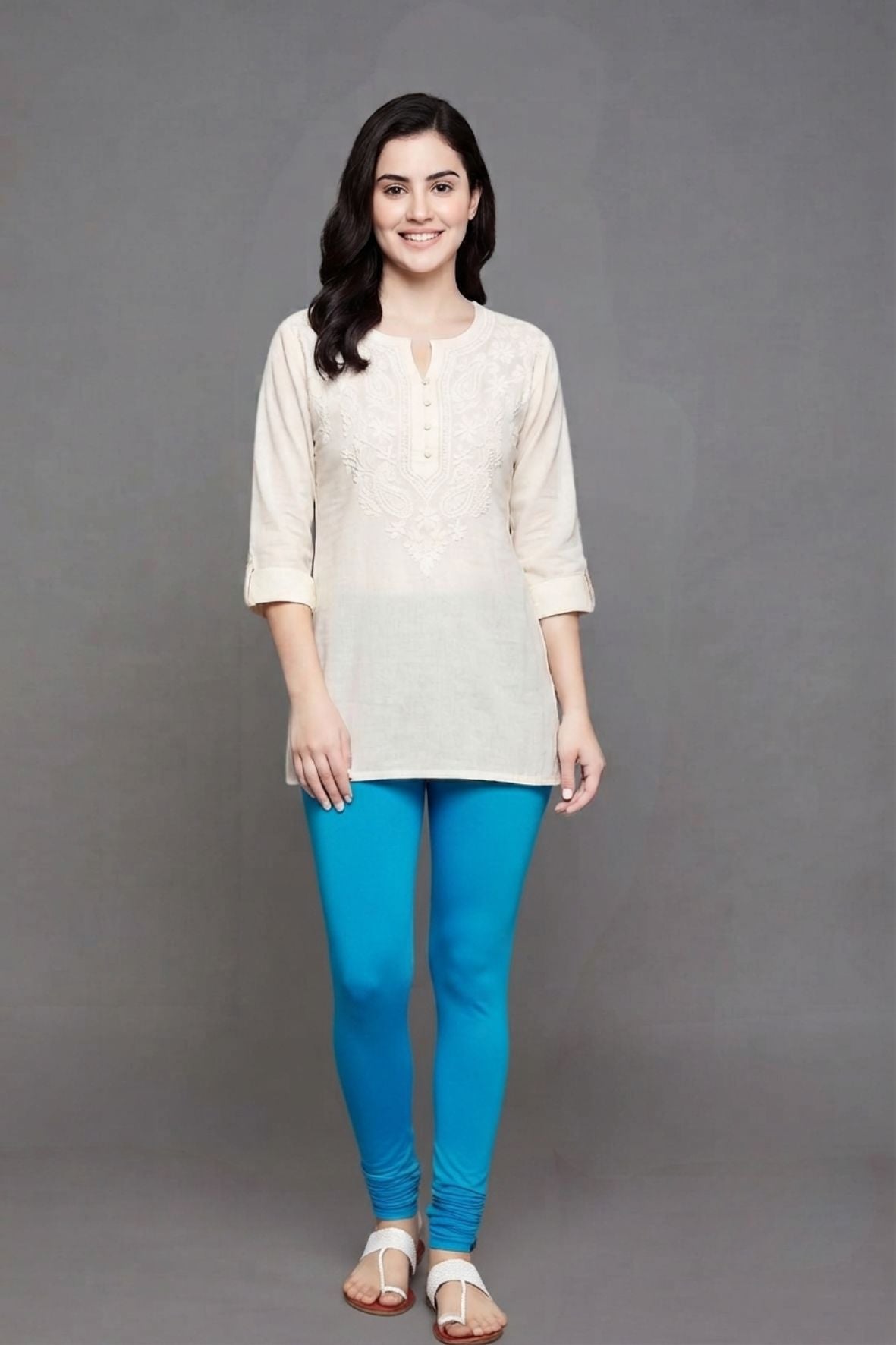 Sky Blue Viscose Ankle Legging