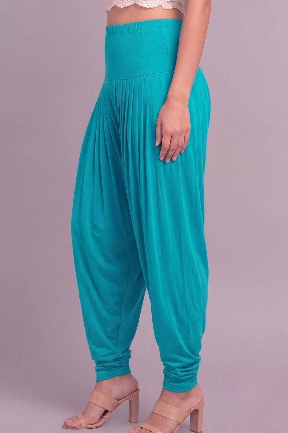 Turquoise blue Viscose Plain Dhoti