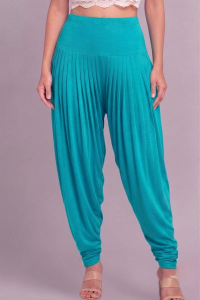 Turquoise blue Viscose Plain Dhoti