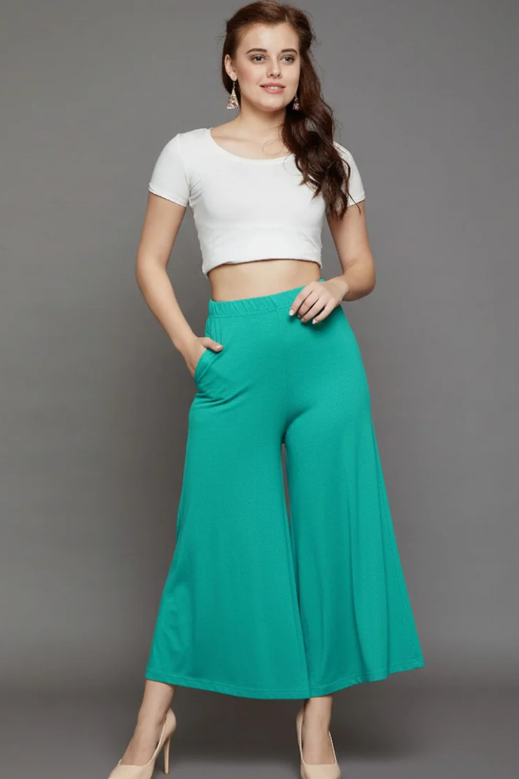 Rama Green Plain Viscose Palazzo