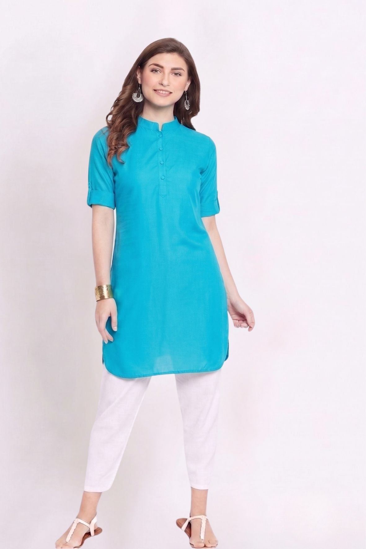 Turquoise Solid Color Kurti