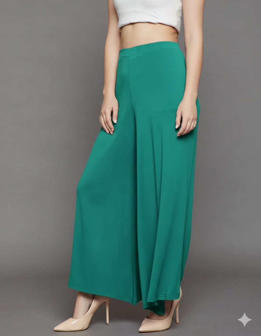 Rama Green Plain Viscose Palazzo