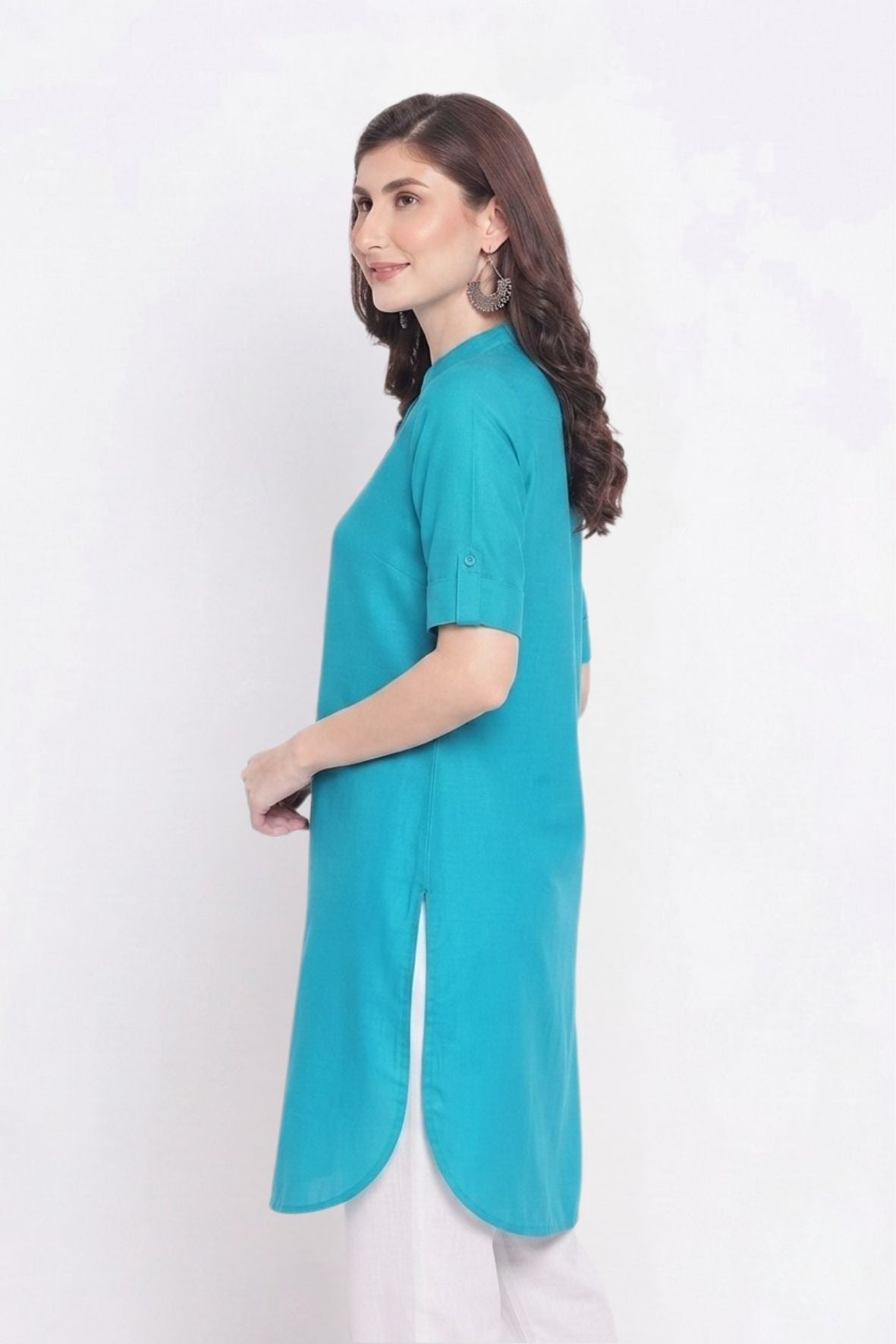 Turquoise Solid Color Kurti