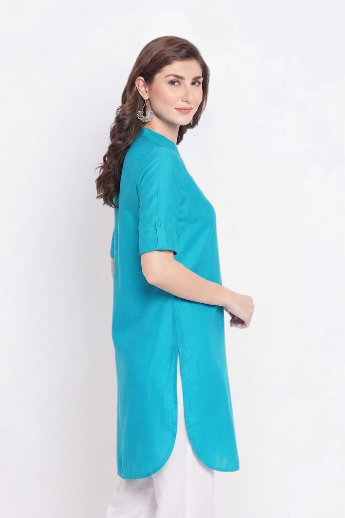Turquoise Solid Color Kurti