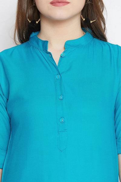 Turquoise Solid Color Kurti