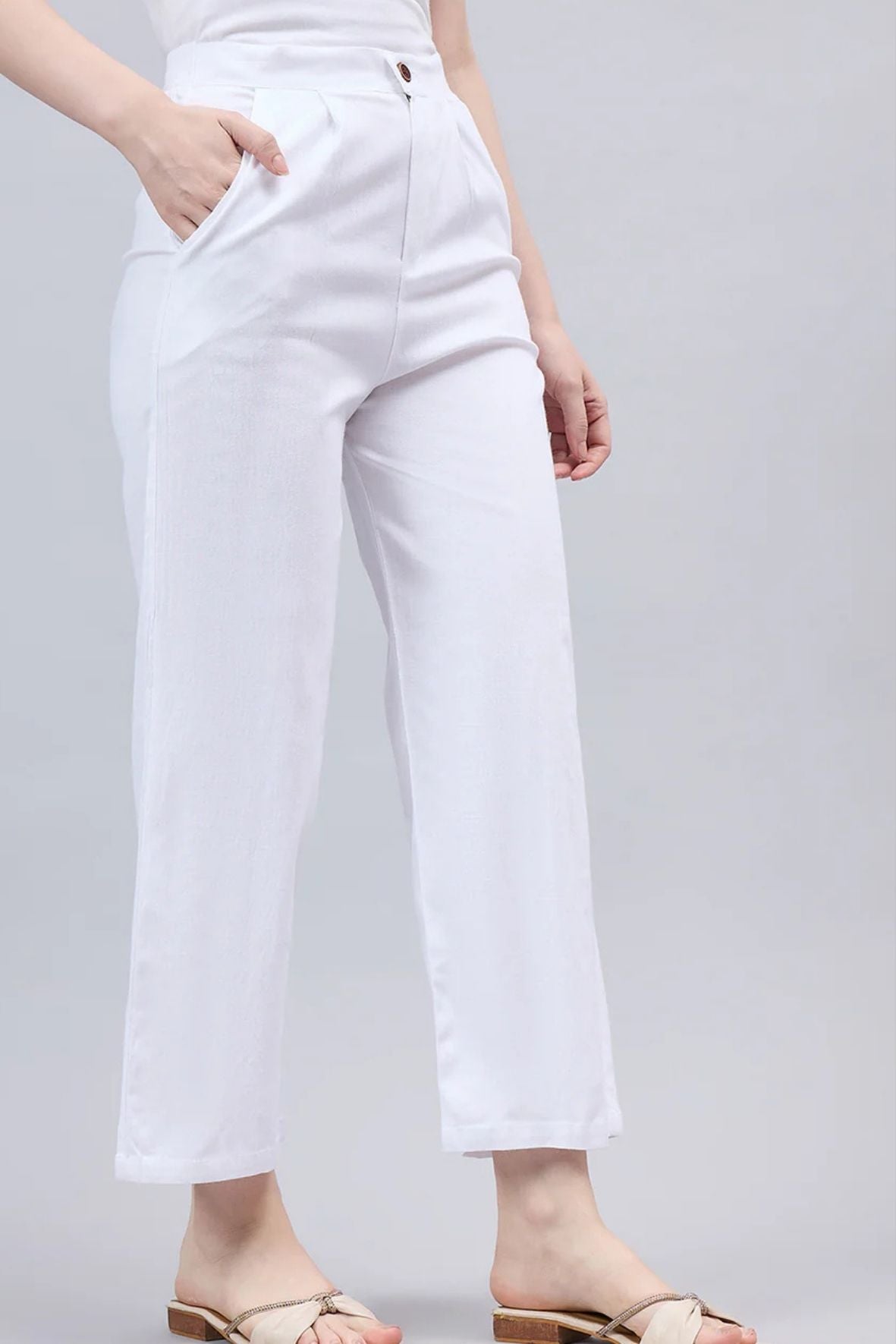 White Bell Bottom Pants