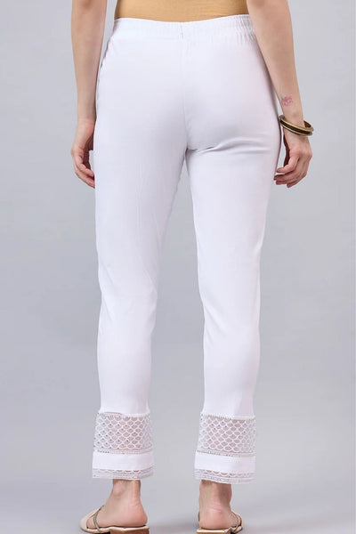 White Sequin Lace Pants