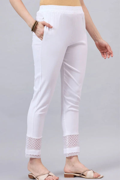 White Sequin Lace Pants