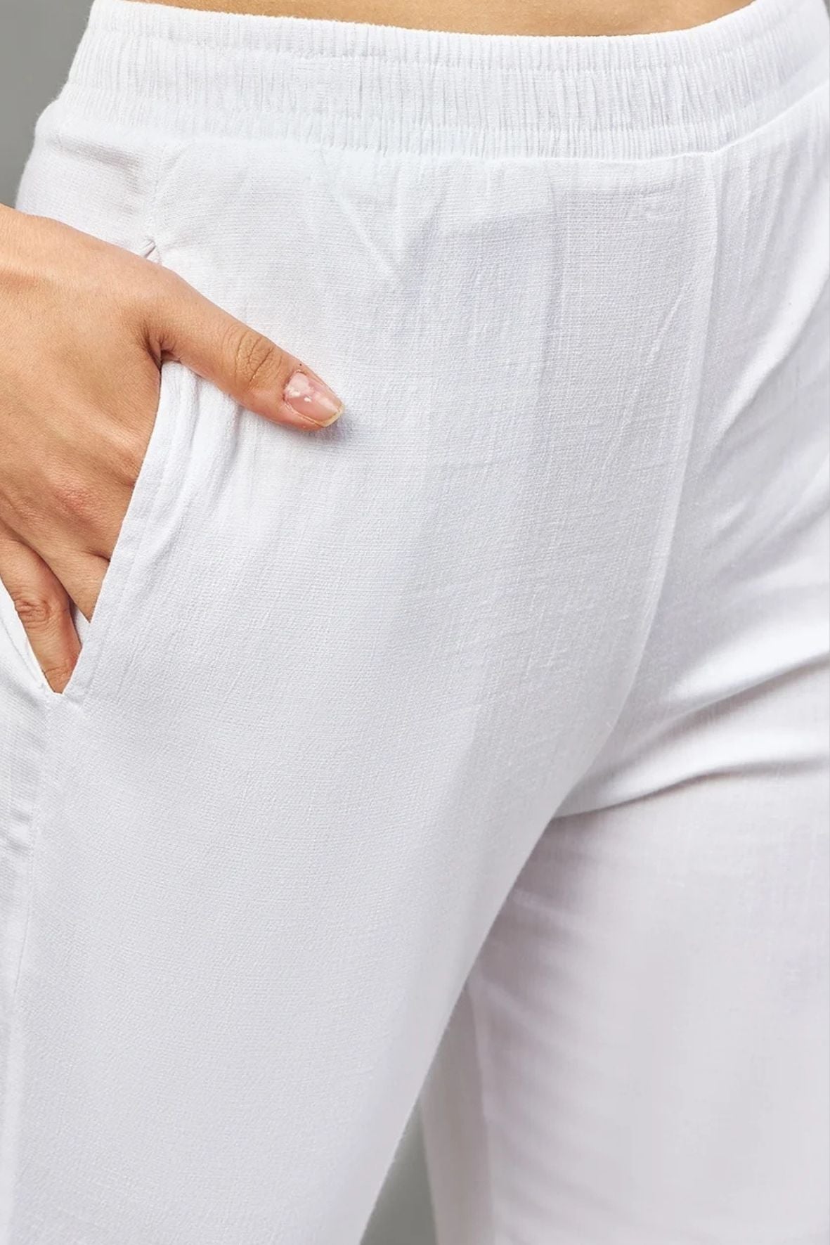 White Regular Fit Potli Pants