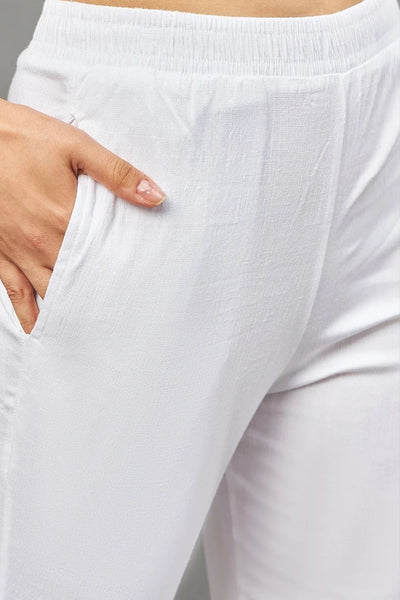 White Regular Fit Potli Pants