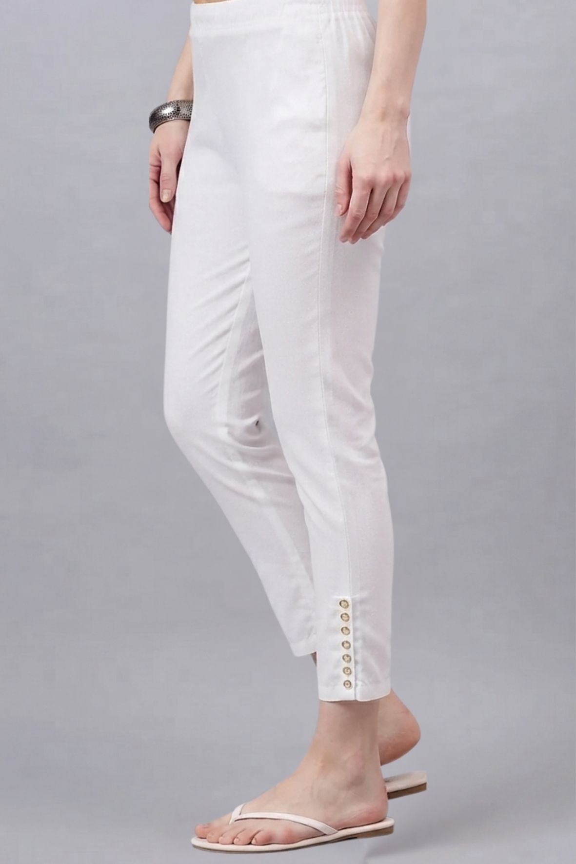 White Regular Fit Potli Pants