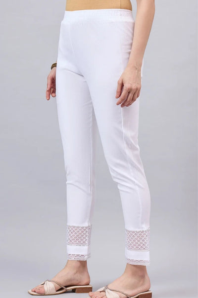 White Sequin Lace Pants