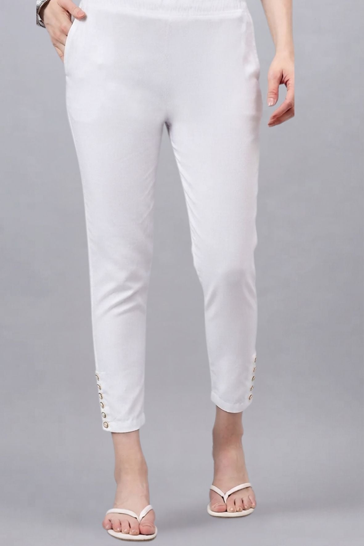 White Regular Fit Potli Pants
