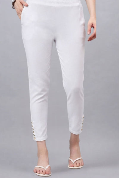 White Regular Fit Potli Pants