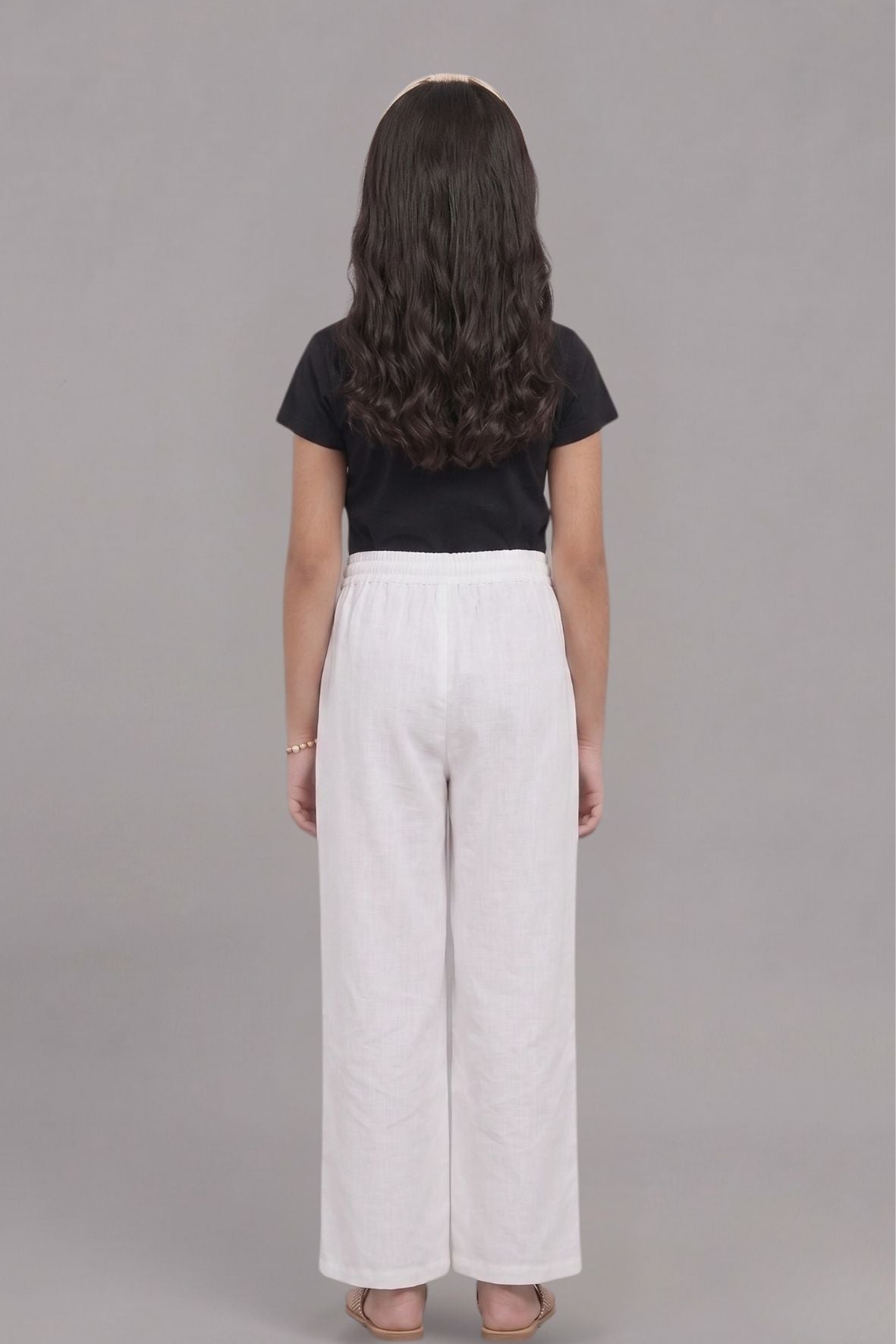 Kids White Rayon Palazzo