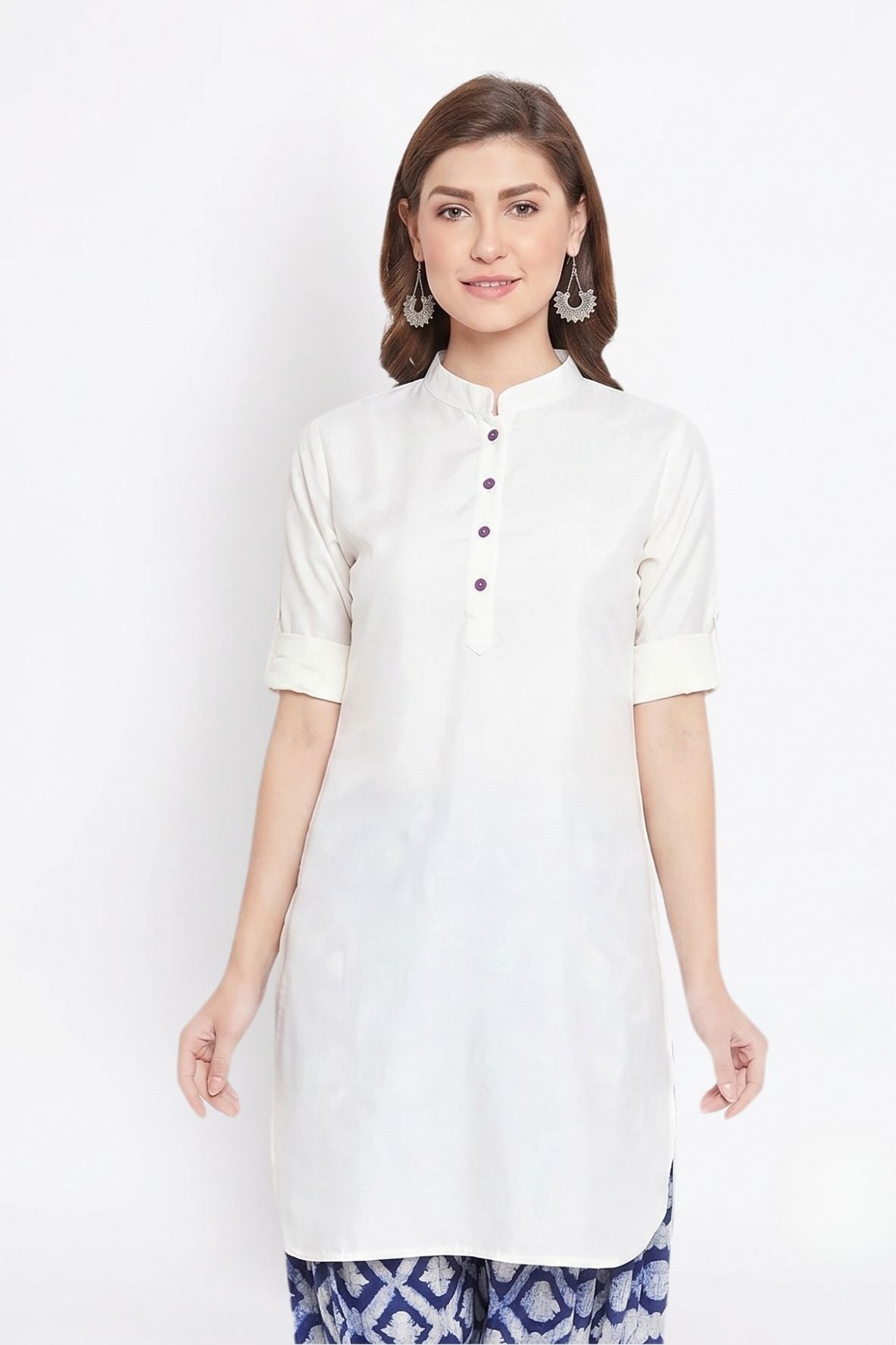 White Solid Color Kurti