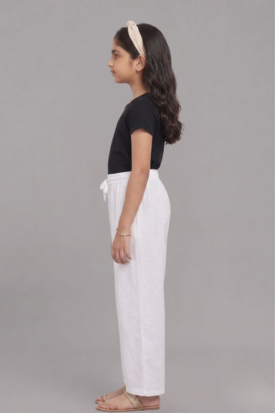 Kids White Rayon Palazzo