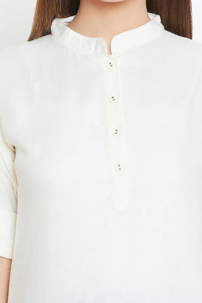 White Solid Color Kurti